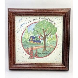 We Are Kindred Spirits" Friendship Cottage Framed Art D. Morgan 1994 6x6 Inches